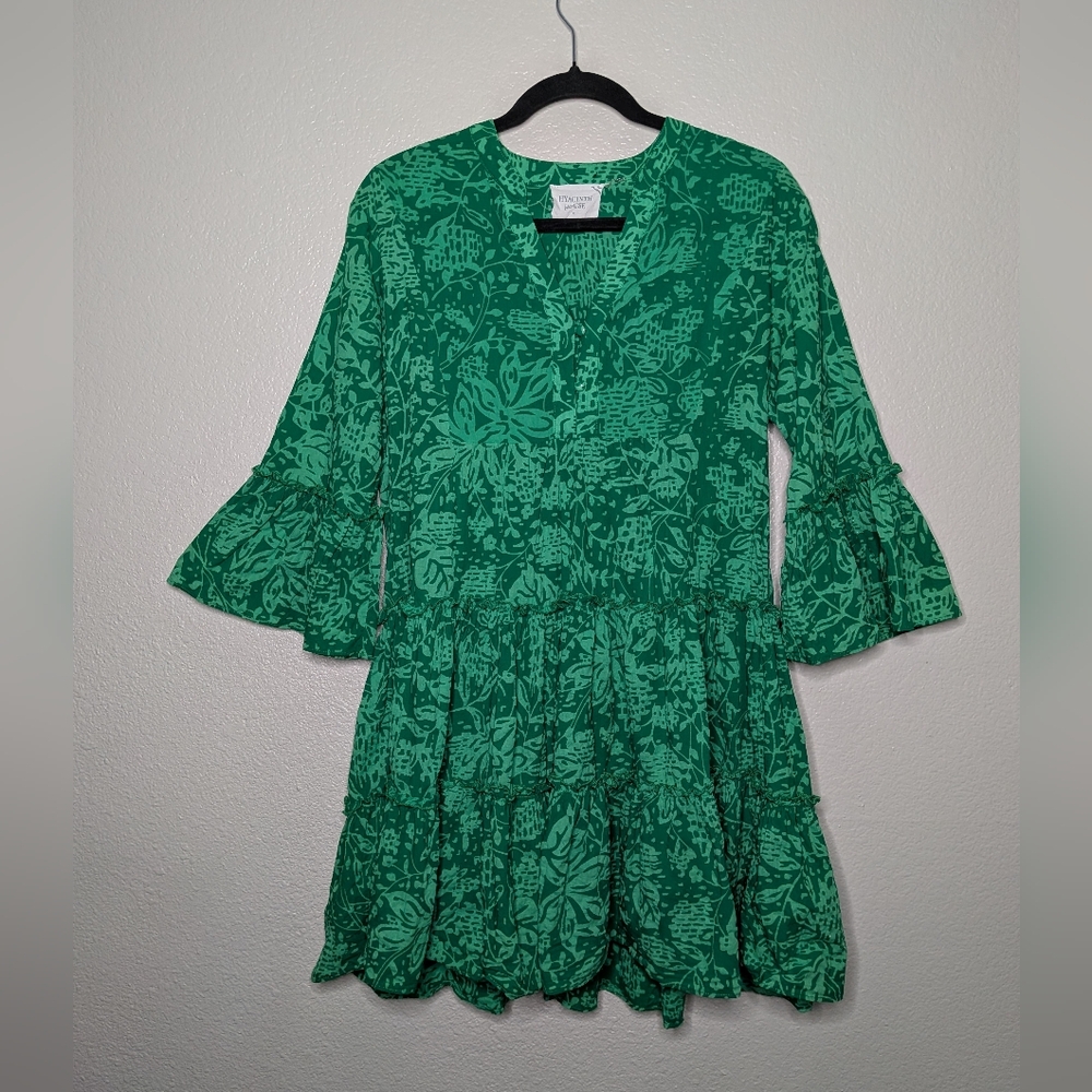Vineyard Vines Green Floral Ruffle Mini Dress